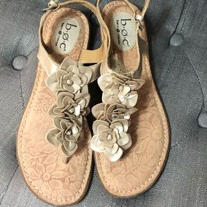BOC Born Concept gold metallic flower sandals